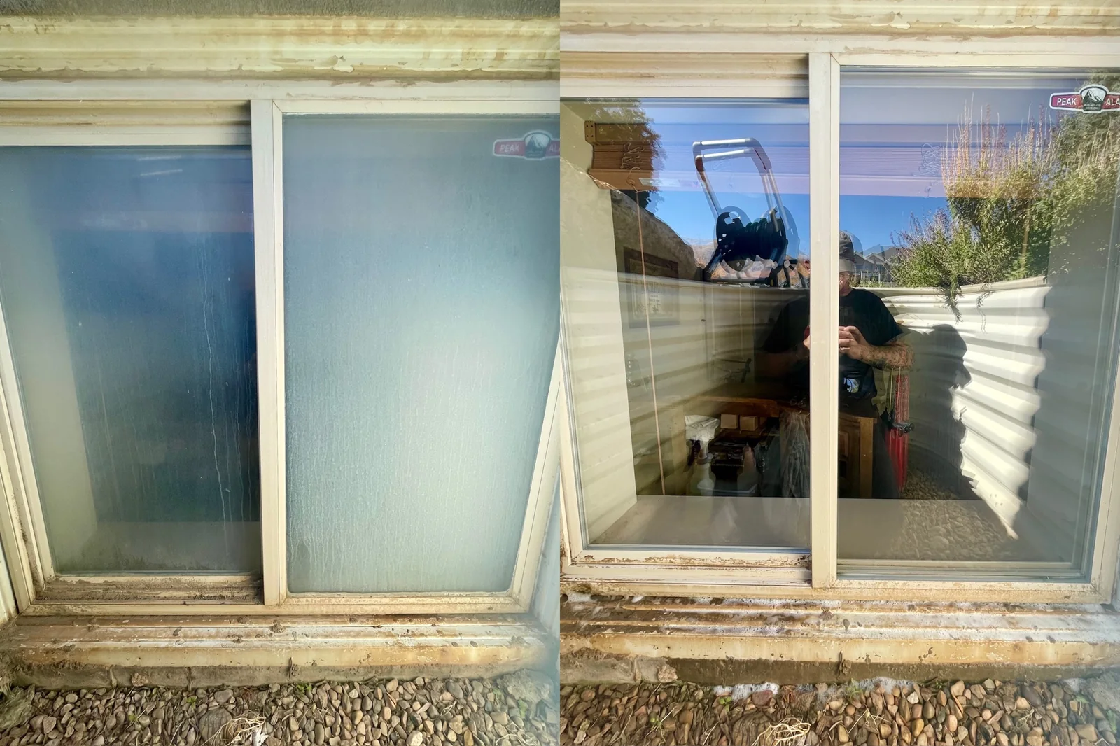Residential window cleaning before and after